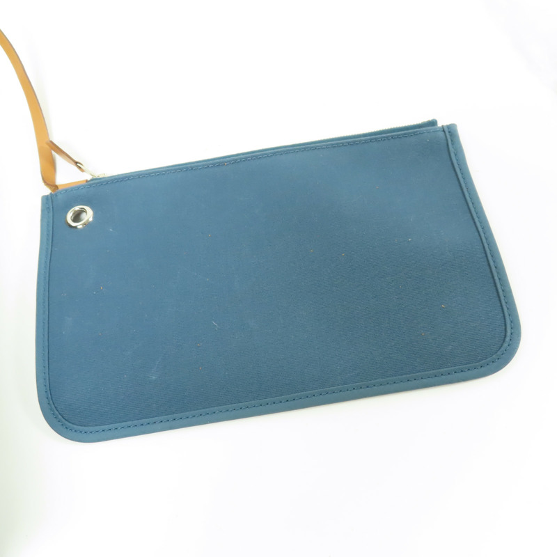 HERMES 帆布Herbag PM銀扣手挽肩背兩用袋Bleu Izmir-17