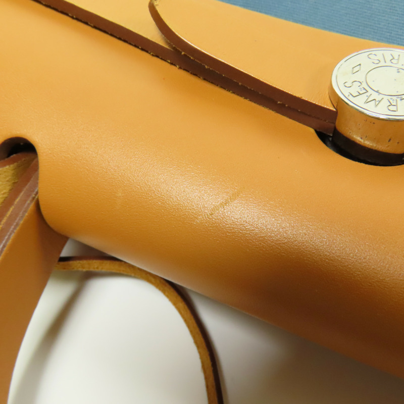 HERMES 帆布Herbag PM銀扣手挽肩背兩用袋Bleu Izmir-18