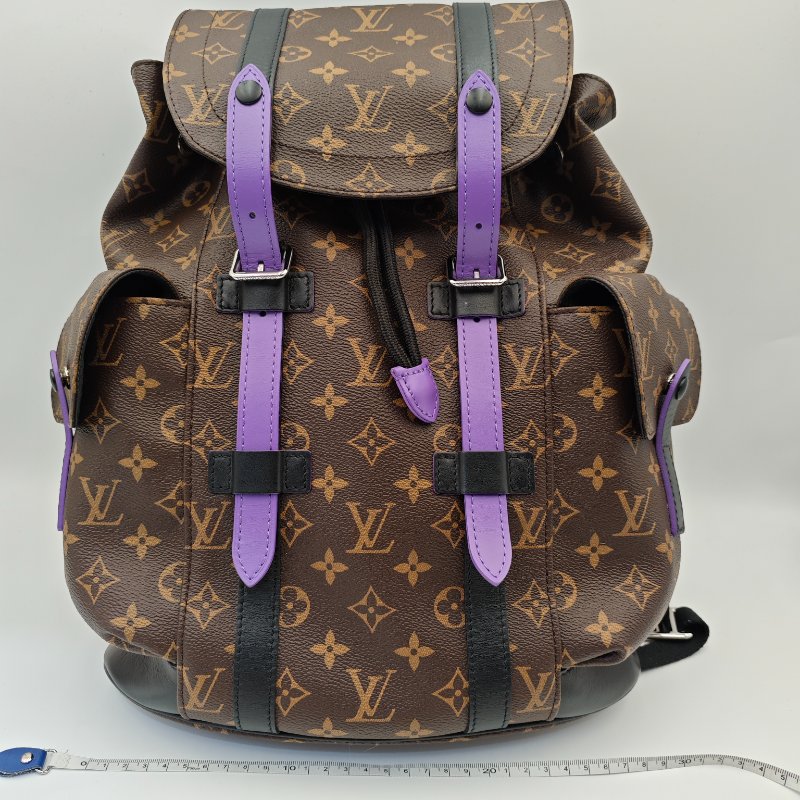 Louis Vuitton Christopher MM 老花配紫色帶,限量版背囊-0
