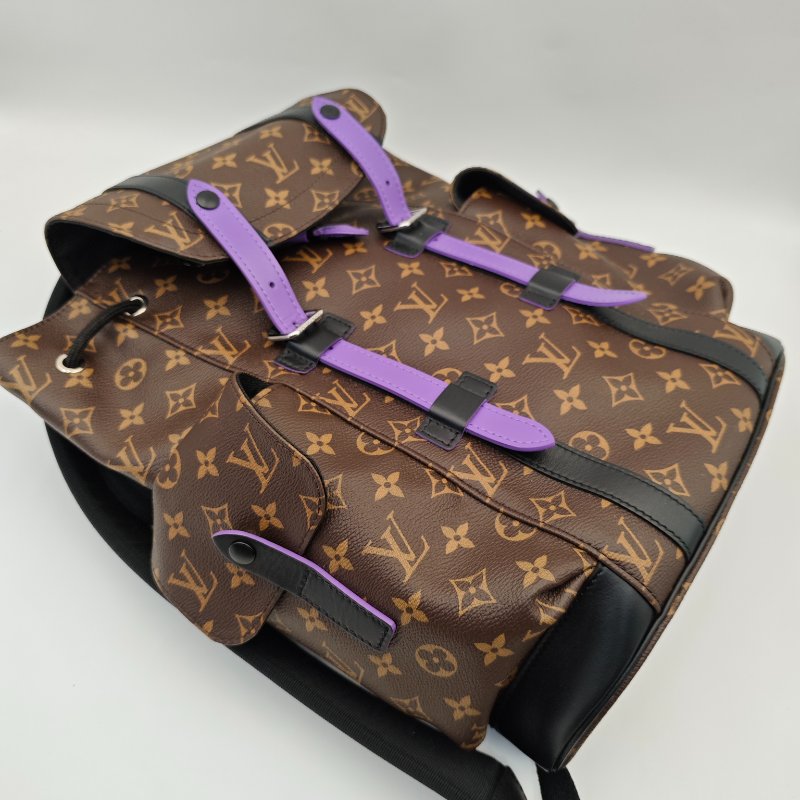 Louis Vuitton Christopher MM 老花配紫色帶,限量版背囊-7