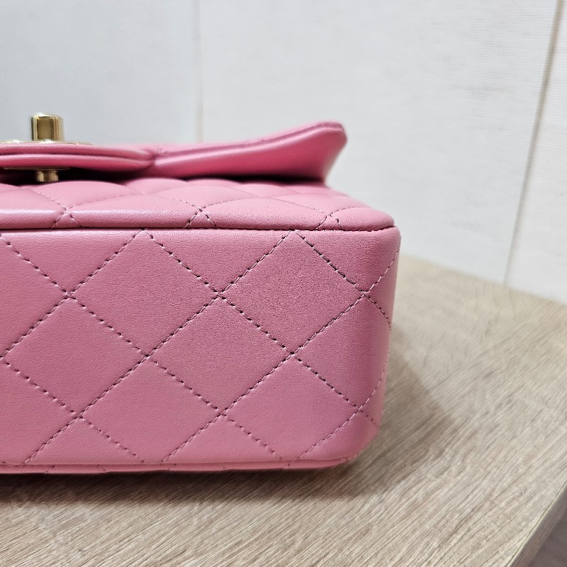 [粉粉美品❣️] Chanel 粉色金釦CF20手提斜背包-5