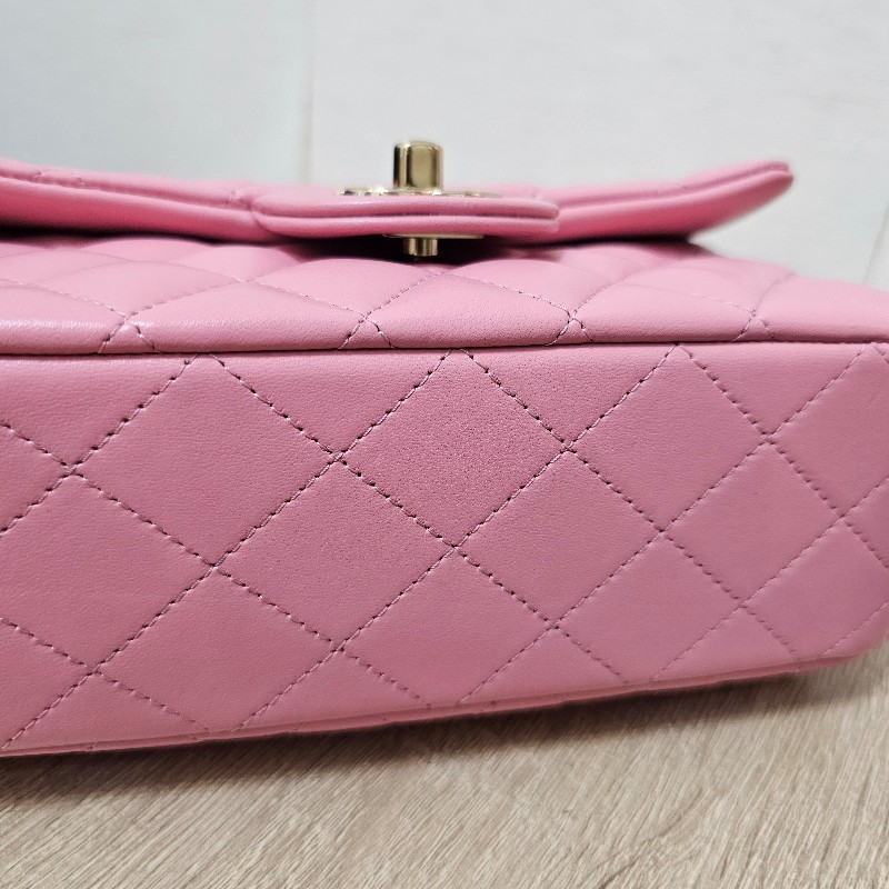 [粉粉美品❣️] Chanel 粉色金釦CF20手提斜背包-6