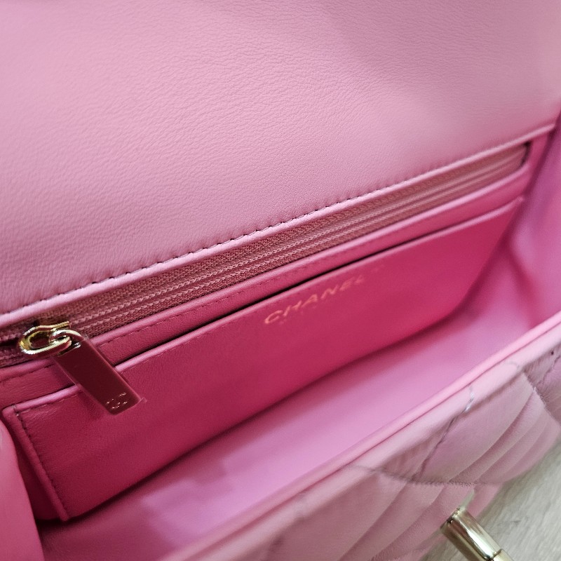 [粉粉美品❣️] Chanel 粉色金釦CF20手提斜背包-10