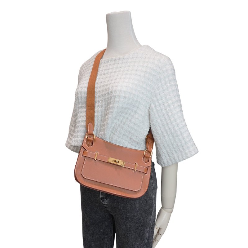 Hermes Jypsiere Mini 牛皮金釦肩背斜背包(Gold棕)-5