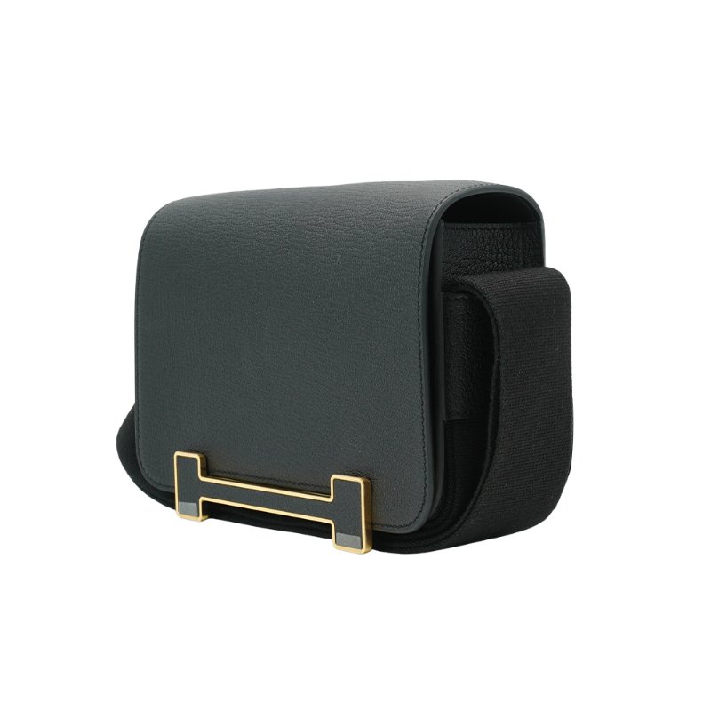 Hermes 展示品 Geta 山羊皮金扣木屐斜背包(Noir黑)-1