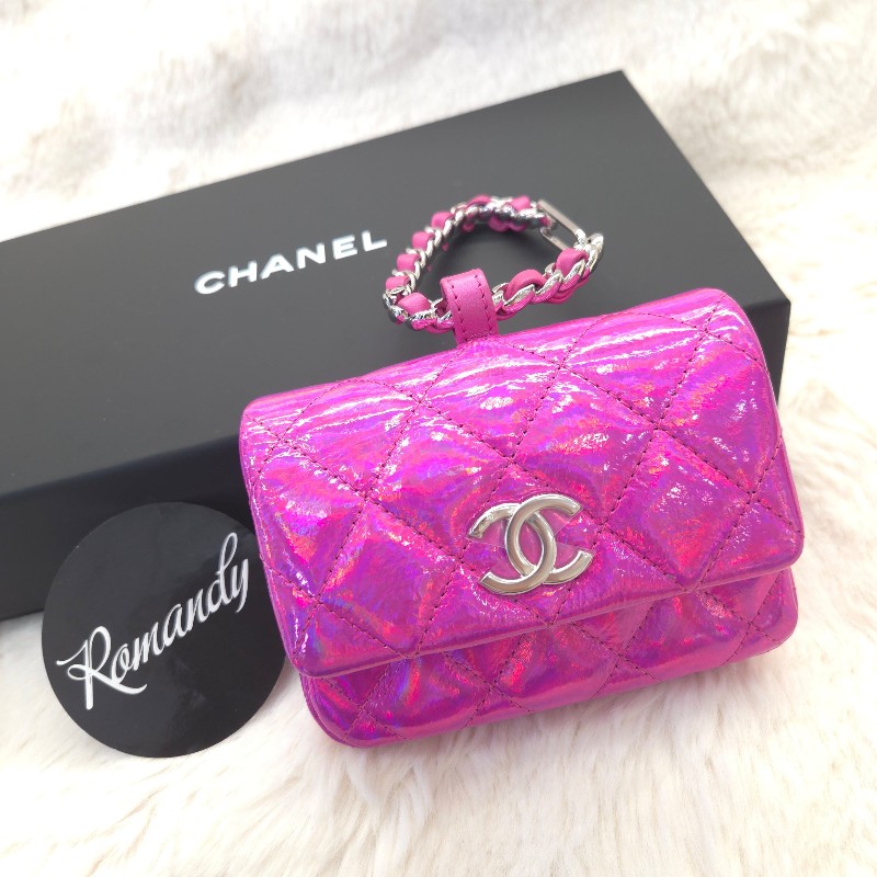 Chanel pouch mini 漆皮包 粉紫-0