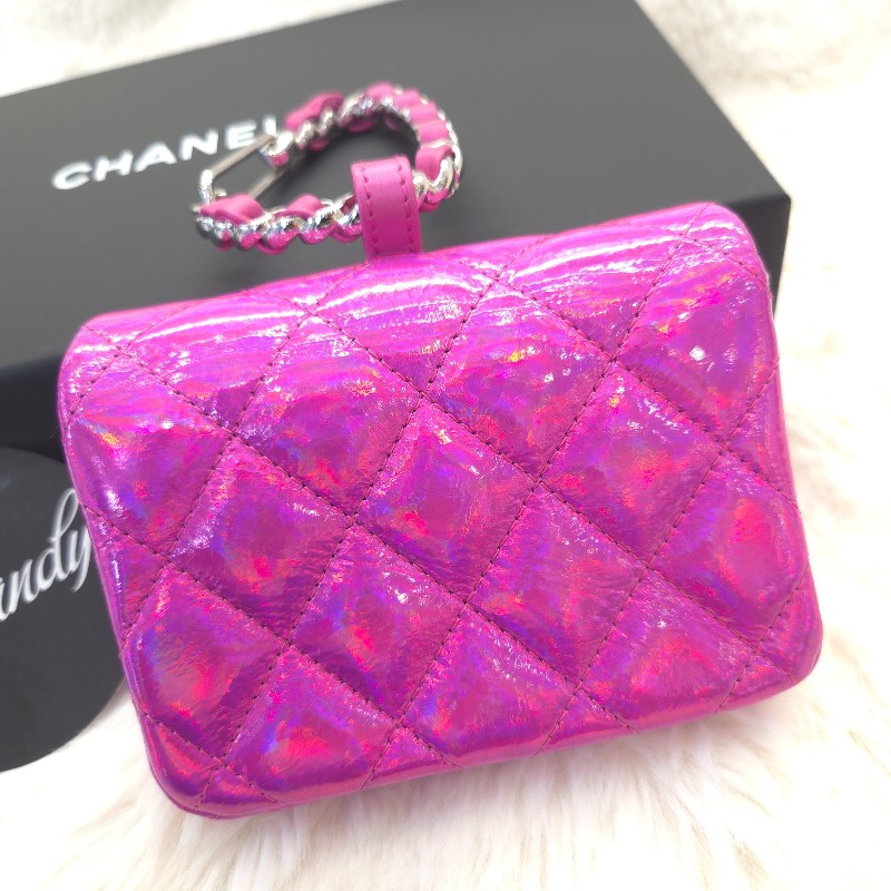 Chanel pouch mini 漆皮包 粉紫-1