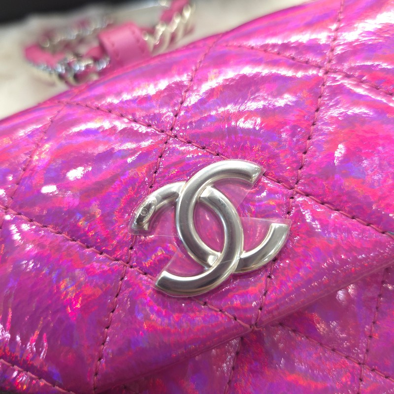 Chanel pouch mini 漆皮包 粉紫-4