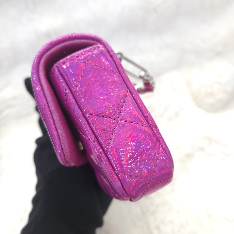 Chanel pouch mini 漆皮包 粉紫-8