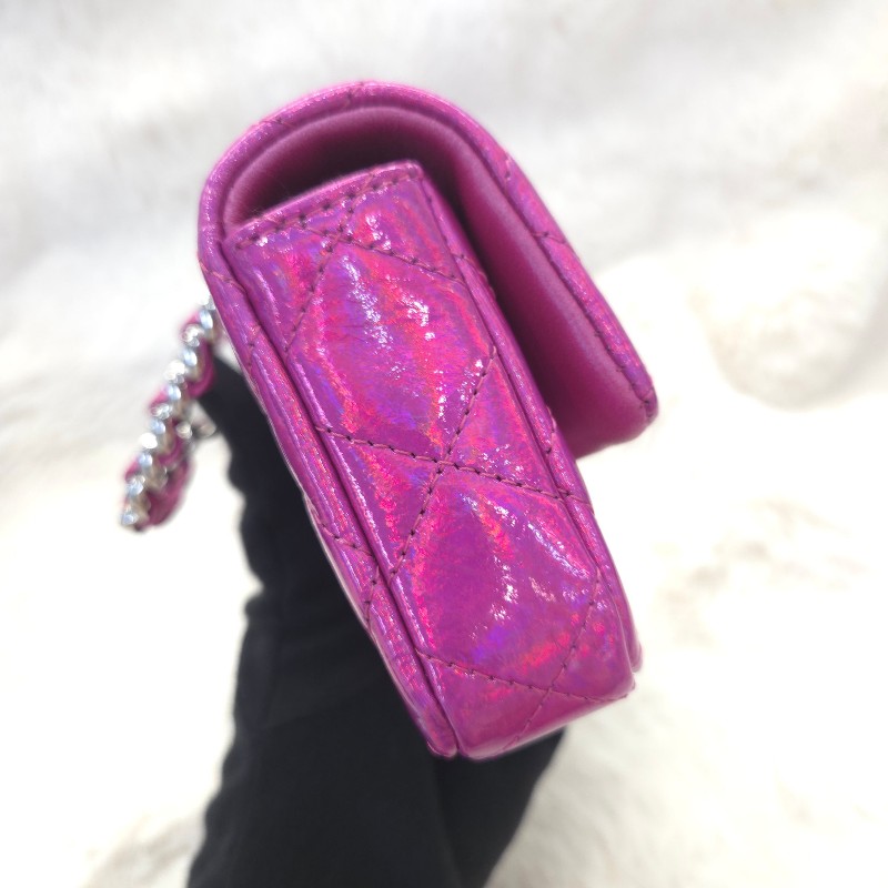 Chanel pouch mini 漆皮包 粉紫-9