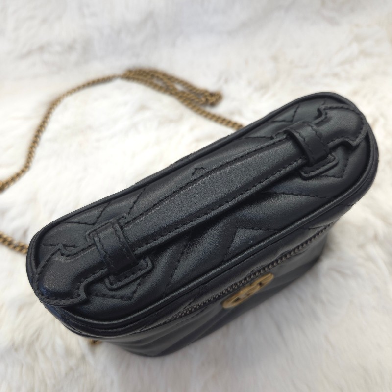 Gucci Marmot 山形紋金鍊化妝包 復古金-7