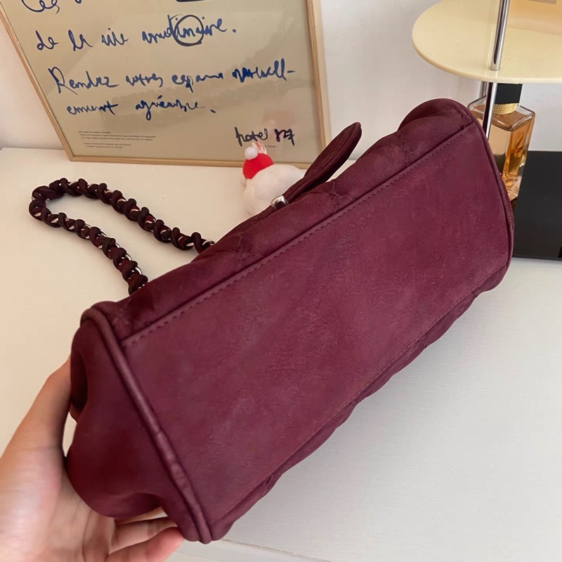 ✨4萬5帶走✨香奈兒機場包✨Chanel 香奈兒 勃艮第酒紅麂皮 機場包｜麻花鏈肩背/斜背 🈶標 近新 含盒袋-7