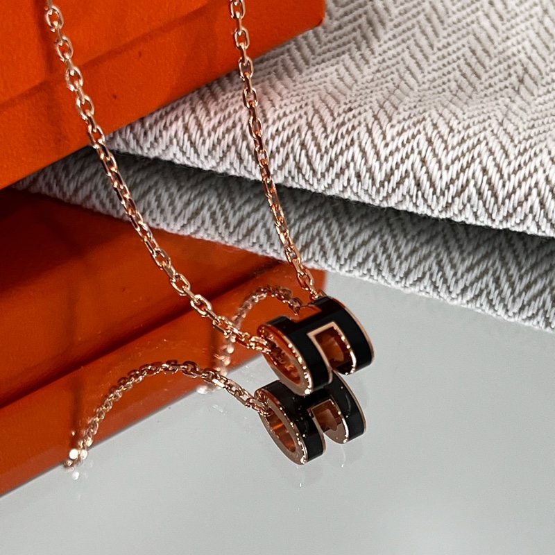 HERMES MINI POP H項鍊(玫瑰金)-1