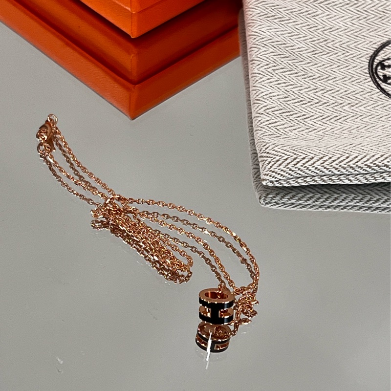 HERMES MINI POP H項鍊(玫瑰金)-4
