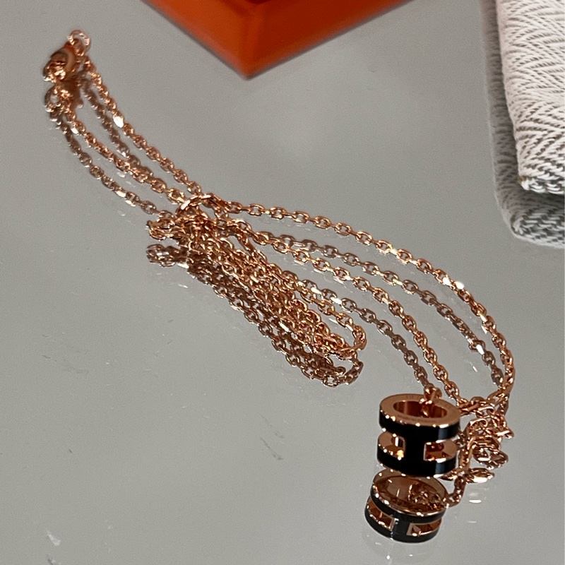 HERMES MINI POP H項鍊(玫瑰金)-5
