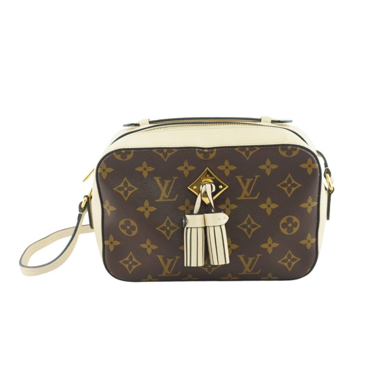 LV M43559 Monogram Saintonge 原花拼米白流蘇相機包 手提斜背包-0