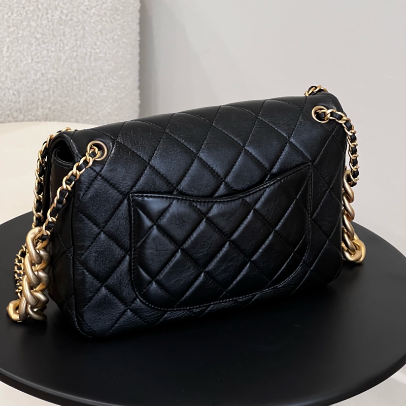 CHANEL 經典小羊皮 Flap Bag 金鍊黑包-4