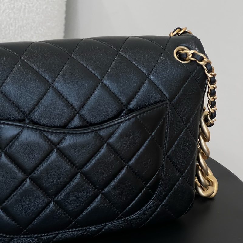CHANEL 經典小羊皮 Flap Bag 金鍊黑包-5