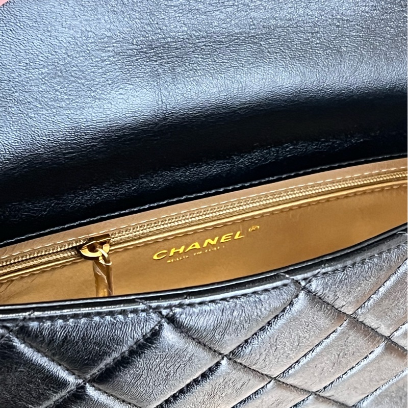 CHANEL 經典小羊皮 Flap Bag 金鍊黑包-7