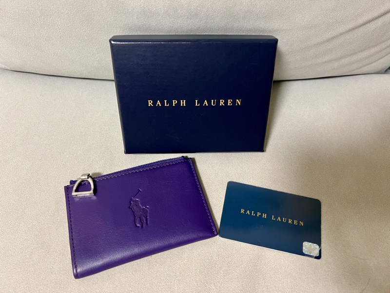 降！Ralph Lauren真皮鑰匙零錢包，也可放卡片，限量紫色真皮款-4
