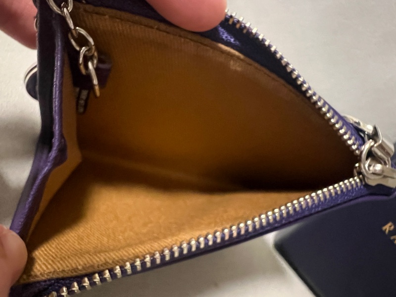 降！Ralph Lauren真皮鑰匙零錢包，也可放卡片，限量紫色真皮款-9