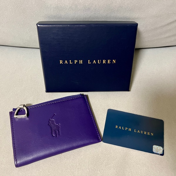 降！Ralph Lauren真皮鑰匙零錢包，也可放卡片，限量紫色真皮款-11