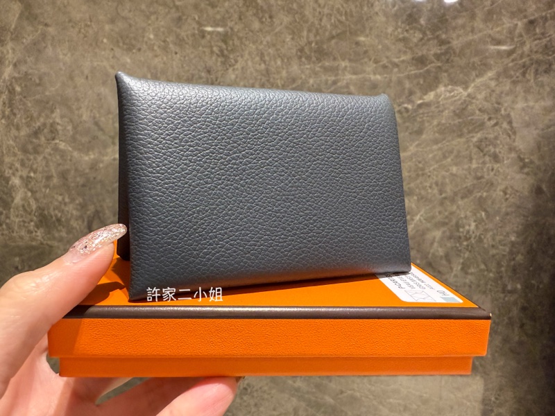 Hermes 全新閒置 Calvi H0霧霾灰 單層卡包-4