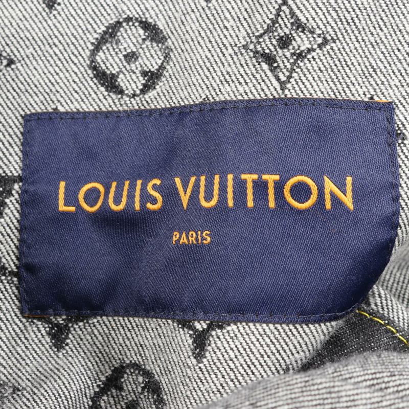 LOUIS VUITTON × NIGO Monogram Crazy Denim Jacket 棉質 黑色 灰色 二手 男款 #44-2