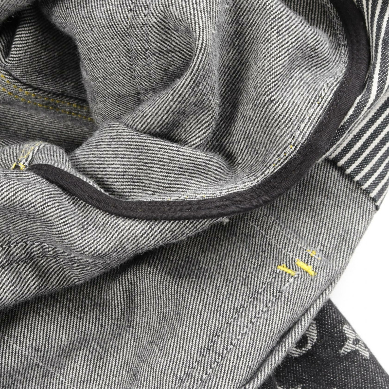 LOUIS VUITTON × NIGO Monogram Crazy Denim Jacket 棉質 黑色 灰色 二手 男款 #44-8