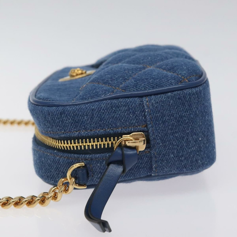 【日本直送】VERSACE 鏈條單肩包 牛仔藍金色 正品 130284-3