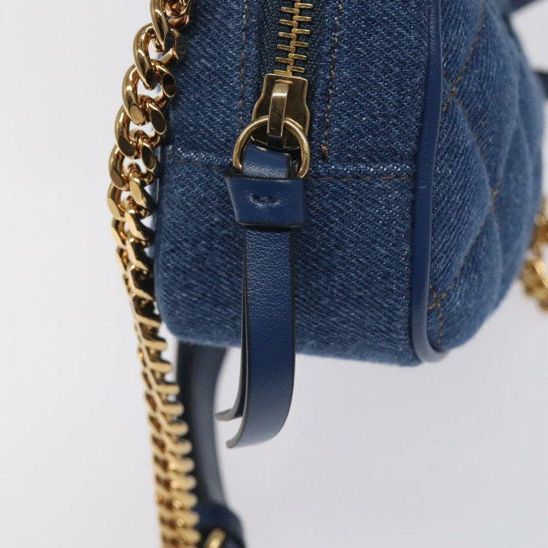 【日本直送】VERSACE 鏈條單肩包 牛仔藍金色 正品 130284-8