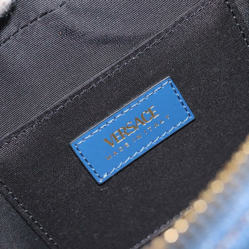 【日本直送】VERSACE 鏈條單肩包 牛仔藍金色 正品 130284-9