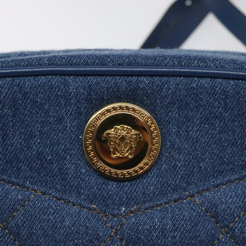 【日本直送】VERSACE 鏈條單肩包 牛仔藍金色 正品 130284-17