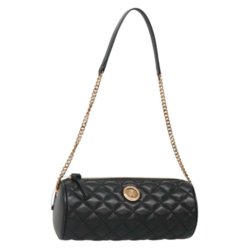 【日本直送】VERSACE 鏈條單肩包 皮革 黑金 正品 130260-0