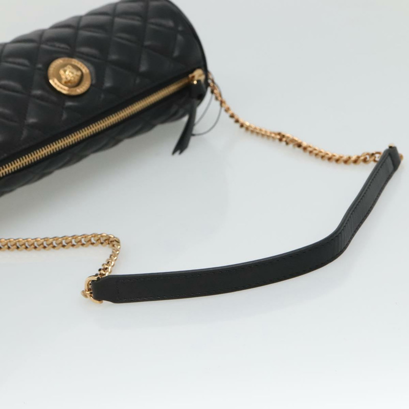 【日本直送】VERSACE 鏈條單肩包 皮革 黑金 正品 130260-6