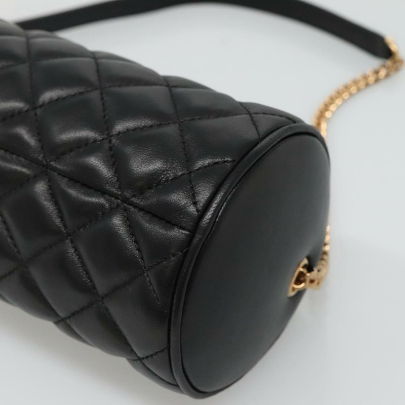 【日本直送】VERSACE 鏈條單肩包 皮革 黑金 正品 130260-7