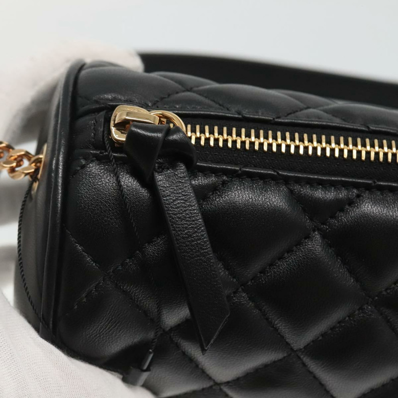 【日本直送】VERSACE 鏈條單肩包 皮革 黑金 正品 130260-8
