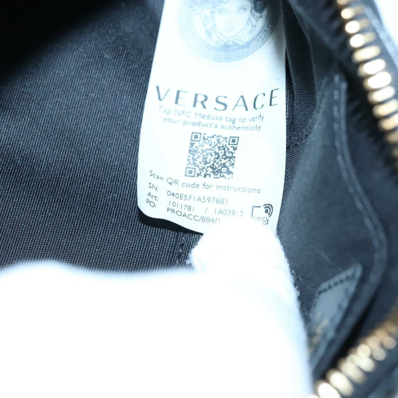 【日本直送】VERSACE 鏈條單肩包 皮革 黑金 正品 130260-10