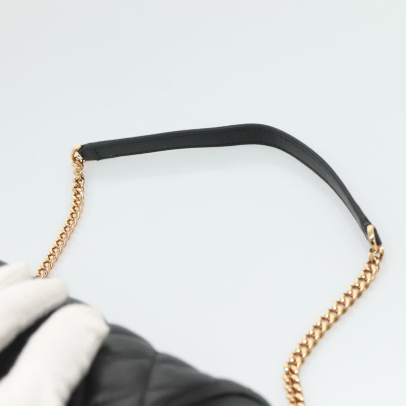 【日本直送】VERSACE 鏈條單肩包 皮革 黑金 正品 130260-13