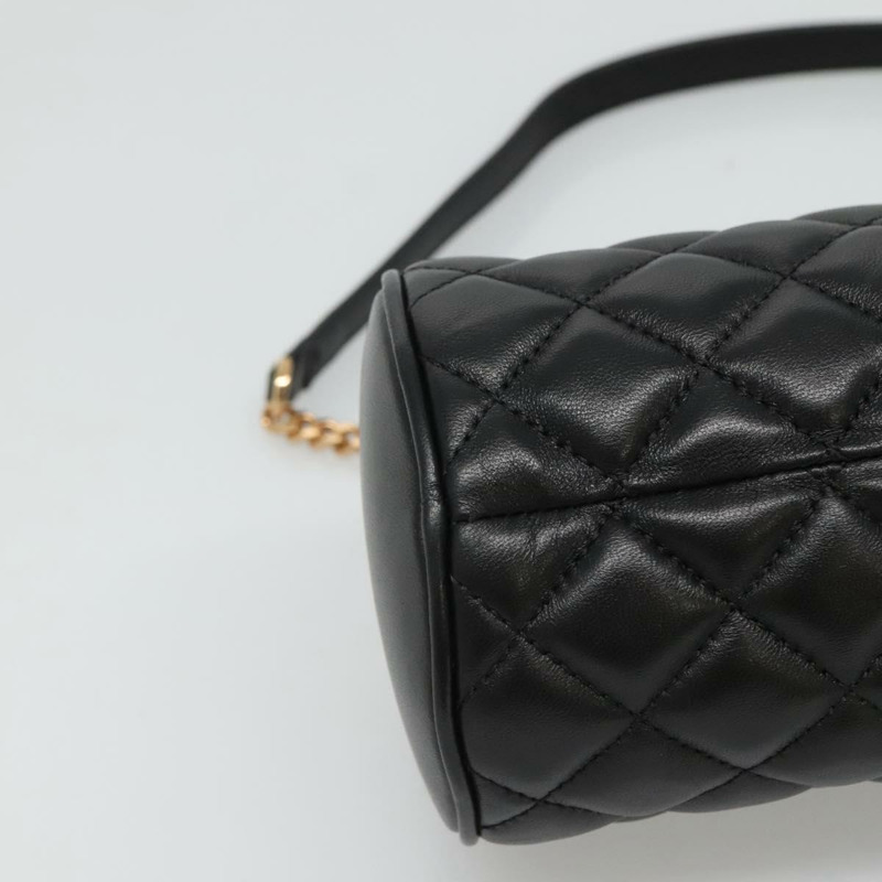 【日本直送】VERSACE 鏈條單肩包 皮革 黑金 正品 130260-14