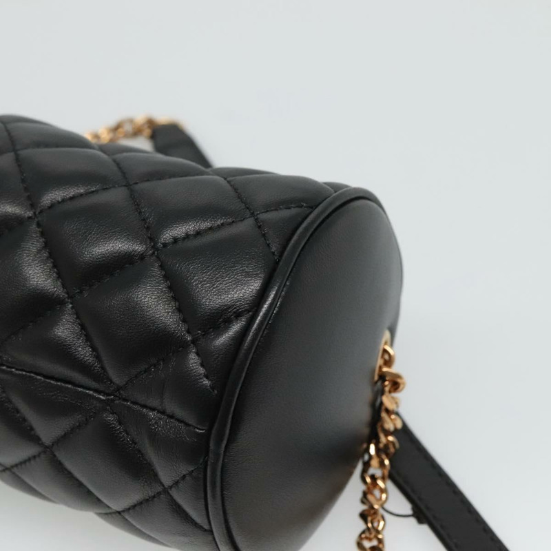 【日本直送】VERSACE 鏈條單肩包 皮革 黑金 正品 130260-15