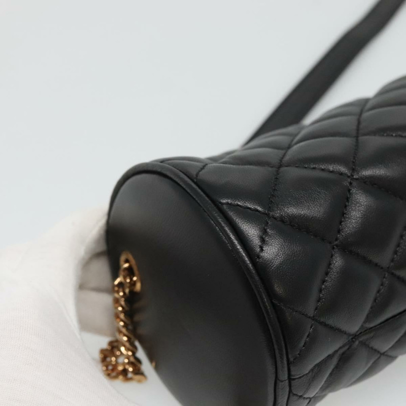 【日本直送】VERSACE 鏈條單肩包 皮革 黑金 正品 130260-16