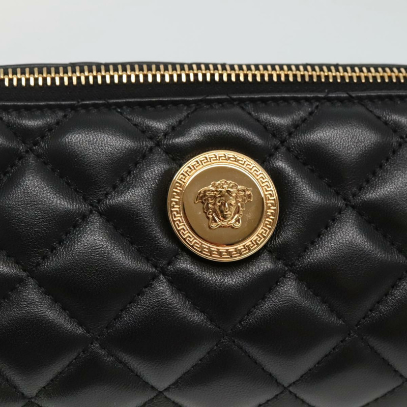 【日本直送】VERSACE 鏈條單肩包 皮革 黑金 正品 130260-17