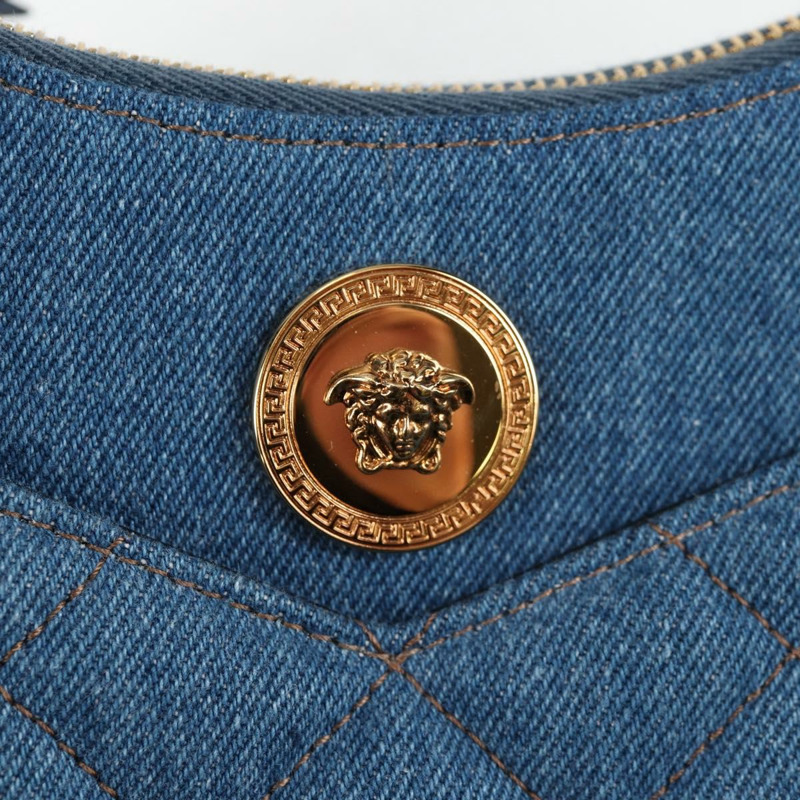 【日本直送】VERSACE 手提包 牛仔布 2way 藍色 金色 正品 118958M-16