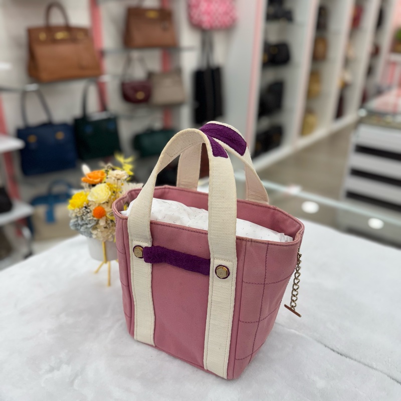 CHANEL 復古粉紫色帆布小托特包-1