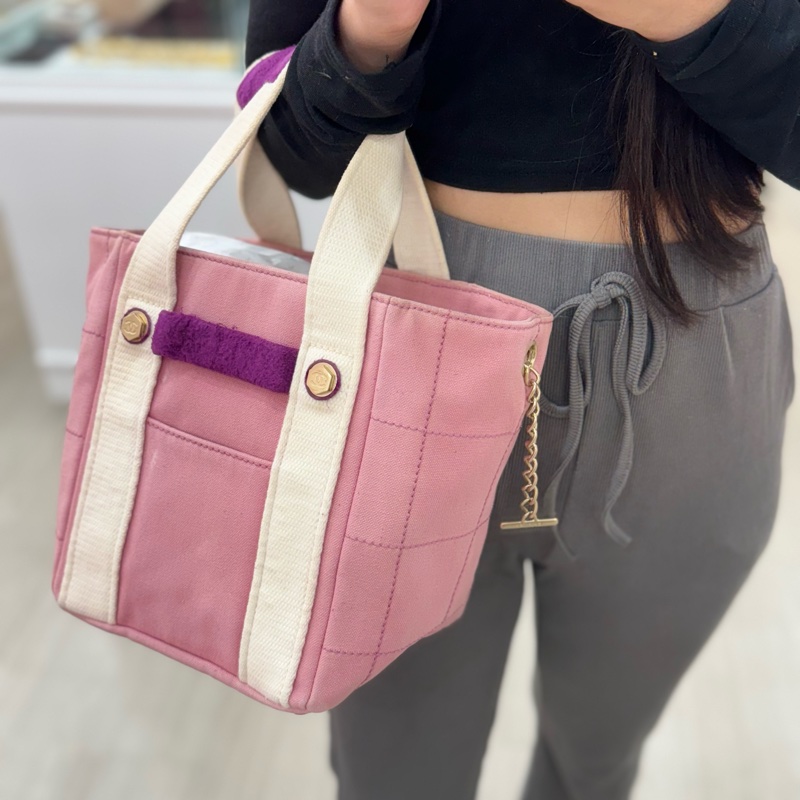 CHANEL 復古粉紫色帆布小托特包-3