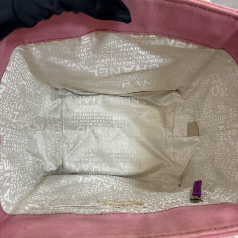 CHANEL 復古粉紫色帆布小托特包-4