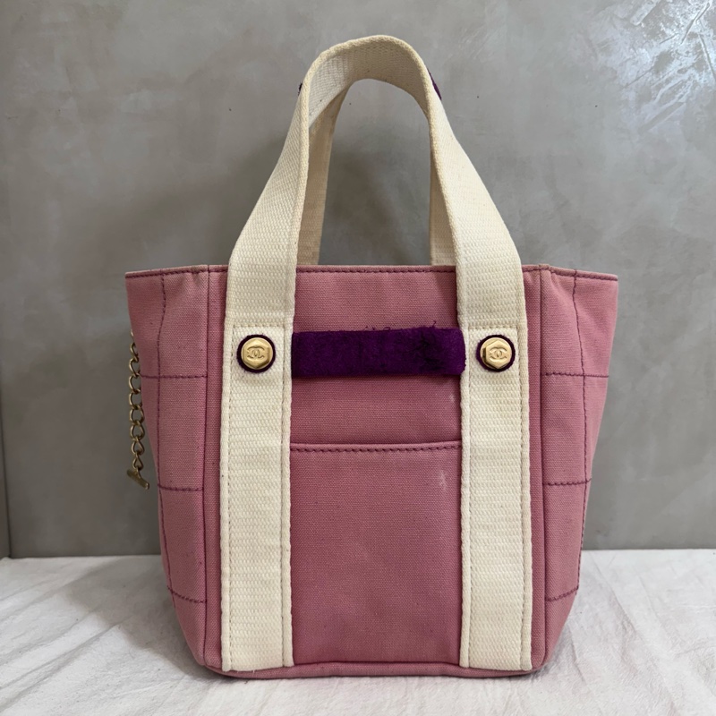 CHANEL 復古粉紫色帆布小托特包-6