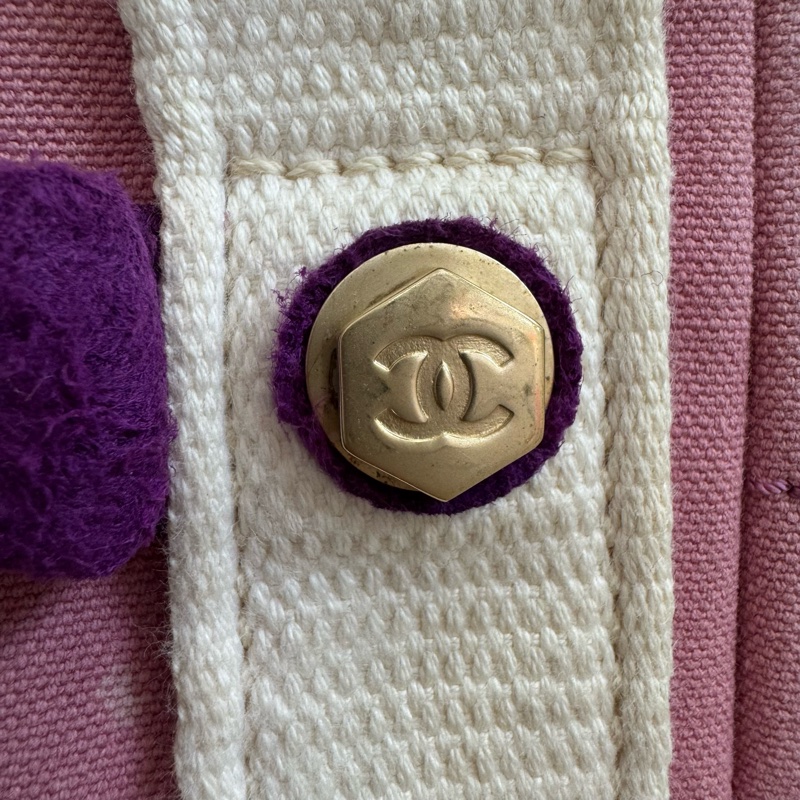 CHANEL 復古粉紫色帆布小托特包-14
