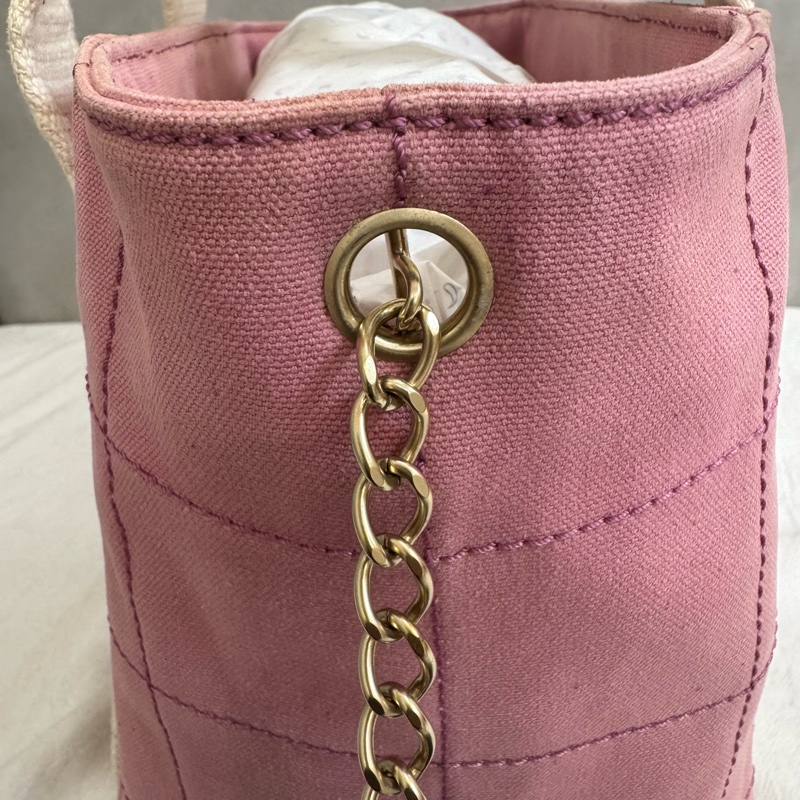 CHANEL 復古粉紫色帆布小托特包-17